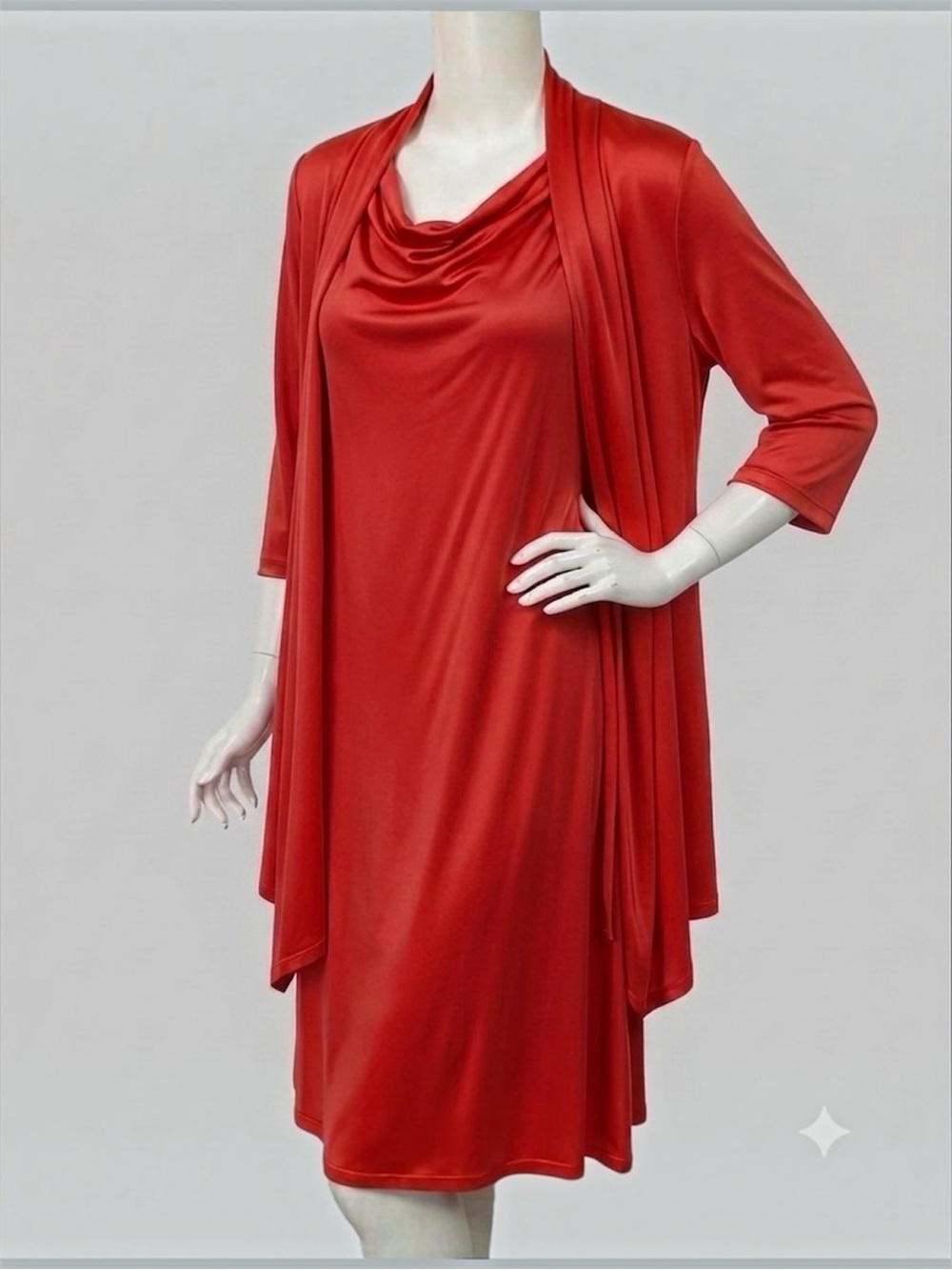 Masseys Vintage 2 Piece Red Dress and Cardigan Matching Coord Set Size 10